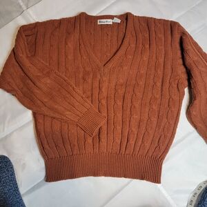 Women's V-Neck Sweater in Warm Brown